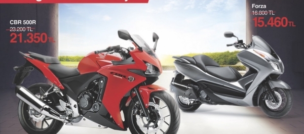 Honda marka CBR 500R ve Forza motosikletlerde indirim